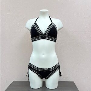 Elegant Black Crochet Bikini Set